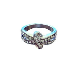 Silver Toned Rhinestone Ring (Size: 7)